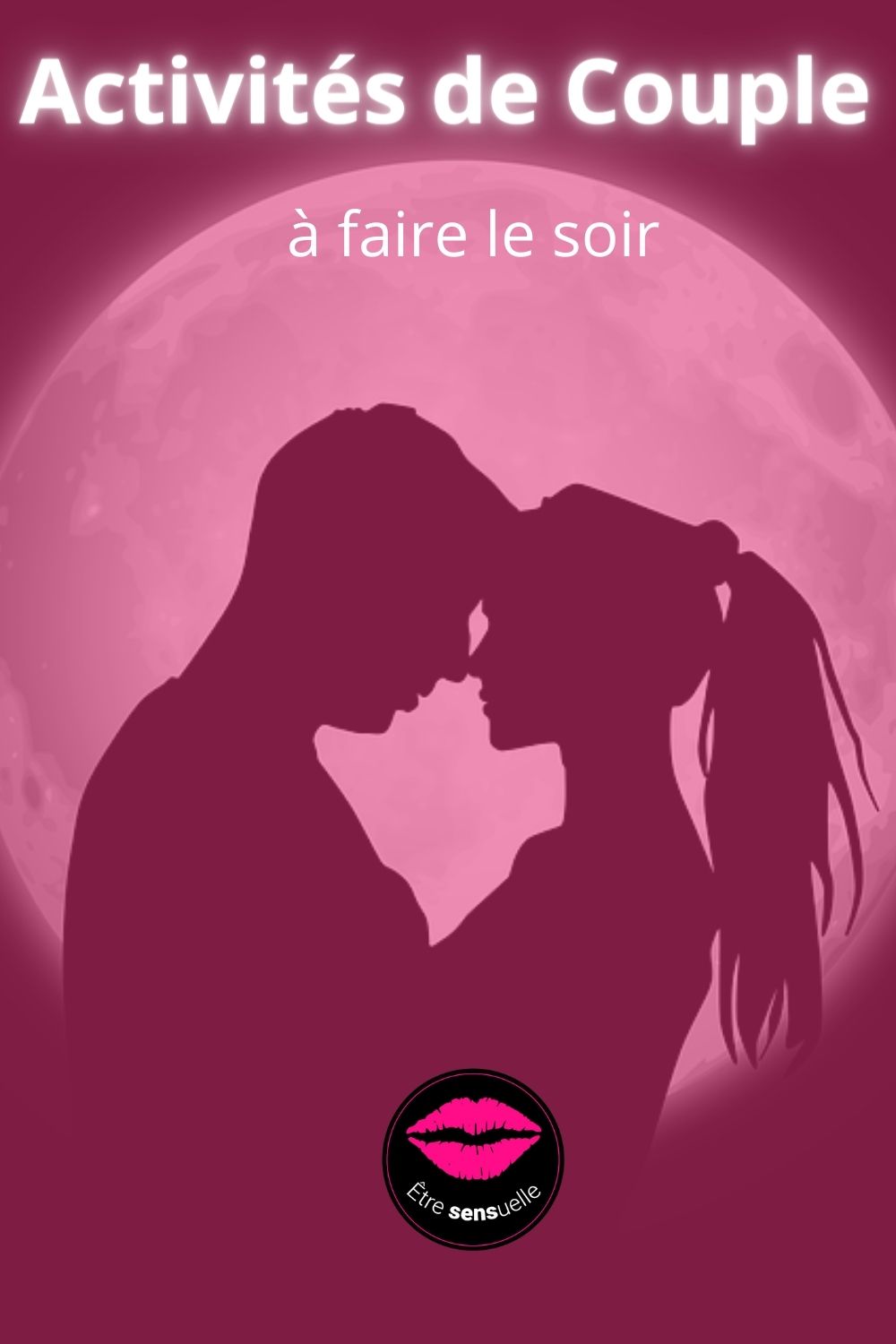 couple amoureux devant la pleine lune puissante